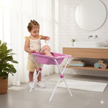 Imagem de Banheira De Brinquedo Infantil Com Suporte Para Boneca