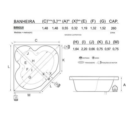 Imagem de Banheira de Canto Birigui com hidro em acrílico