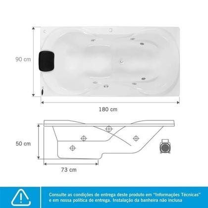 Imagem de Banheira de Hidromassagem Due Gran Luxo P2 - 110v - sem Aquecedor e Cromoterapia Branco