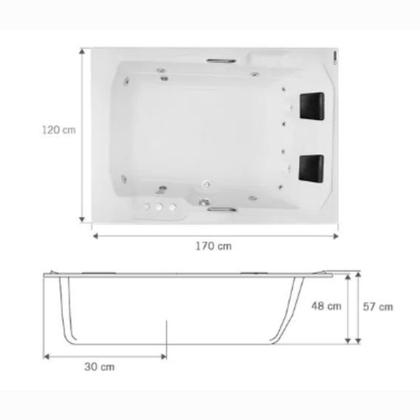 Imagem de Banheira de Hidromassagem Prima Maggiore em Gel Coat Gran Luxo 170cm - Sem aquecedor - Volume Ideal Branco