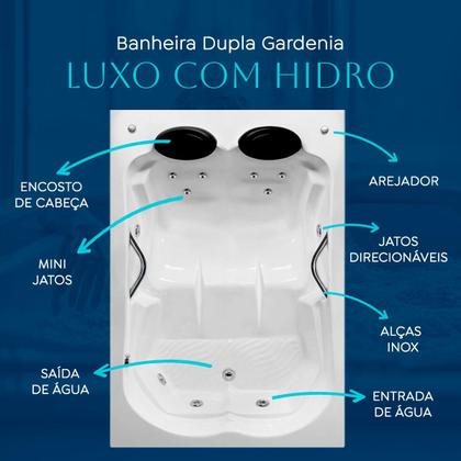 Imagem de Banheira Dupla Gardenia COMPLETA com hidro