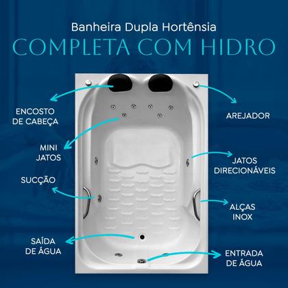 Imagem de Banheira Dupla Hortênsia COMPLETA com hidro em acrílico