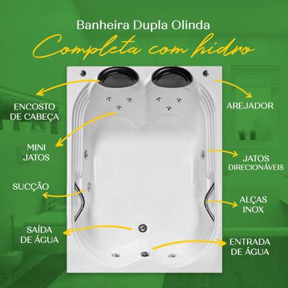 Imagem de Banheira Dupla Olinda COMPLETA com hidro em acrílico