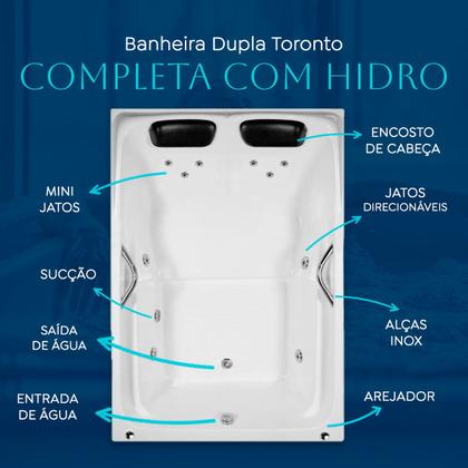 Imagem de Banheira Dupla Toronto COMPLETA com hidro em acrílico