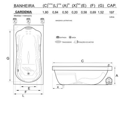 Imagem de Banheira Gardenia COMPLETA com hidro em acrílico