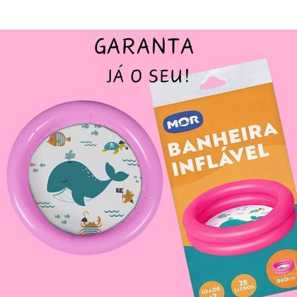 Imagem de Banheira Inflável 28L Infantil Bebe Piscina Mor Rosa