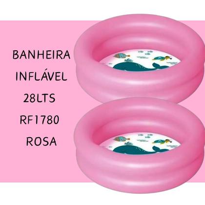 Imagem de Banheira Inflável 28L Infantil Bebe Piscina Mor Rosa