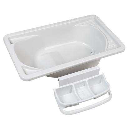 Banheira Luxo com suporte dobrável, trocador e saboneteira, tanque 25 L, até 30Kg - Hercules Imagem de Banheira Luxo com suporte dobrável, trocador e saboneteira, tanque 25 L, até 30Kg - Hercules
