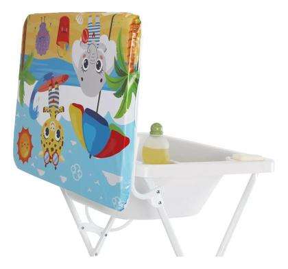 Imagem de Banheira Luxo Com Suporte E Trocador Bebê Infantil Resistente Barato