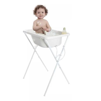 Imagem de Banheira Luxo Com Suporte E Trocador Bebê Infantil Resistente Barato