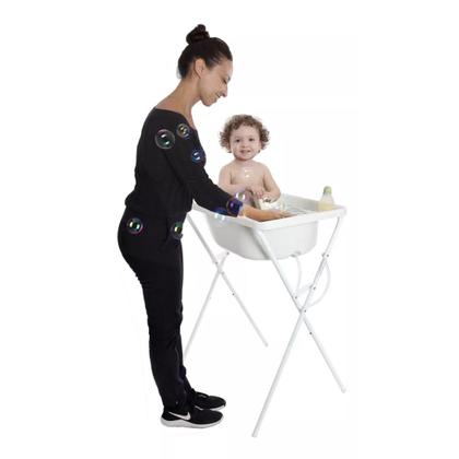 Banheira Luxo Com Suporte E Trocador Bebê Infantil Resistente Barato - ZukToys Imagem de Banheira Luxo Com Suporte E Trocador Bebê Infantil Resistente Barato