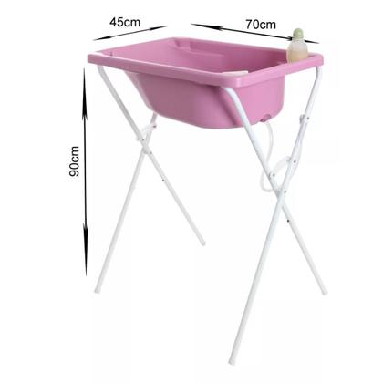 Banheira Luxo Rosa Suporte Trocador Bebê Infantil Menino Menina - ZukToys Imagem de Banheira Luxo Rosa Suporte Trocador Bebê Infantil Menino Menina