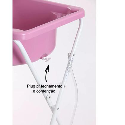 Banheira Luxo Rosa Suporte Trocador Bebê Infantil Menino Menina - ZukToys Imagem de Banheira Luxo Rosa Suporte Trocador Bebê Infantil Menino Menina
