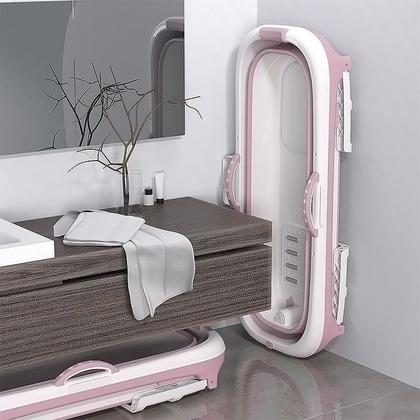 Imagem de Banheira Ofurô Dobrável Portátil Adulto 148 cm Rosa 260 Litros Com Suporte VG+