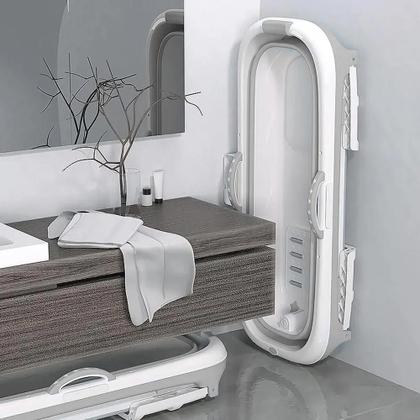 Imagem de Banheira Ofurô Dobrável Portátil Adulto Cinza 117 cm com Suporte VG+