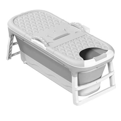 Imagem de Banheira Ofurô Dobrável Portátil Adulto Cinza 117 cm com Suporte VG+