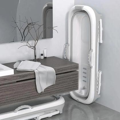 Imagem de Banheira Ofurô Dobrável Portátil Adulto Cinza 117 cm com Suporte VG+