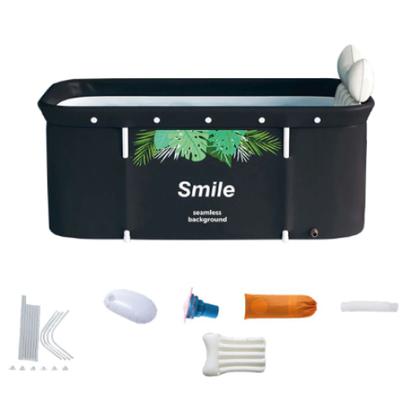 Imagem de Banheira Ofurô Dobrável Portátil Retangular PVC Com Encosto Inflável Smile VG+