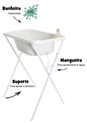 Banheira Ofurô Luxo Com Suporte E Trocador Bebê Infantil Menino Menina Resistente - Zuk Baby Imagem de Banheira Ofurô Luxo Com Suporte E Trocador Bebê Infantil Menino Menina Resistente