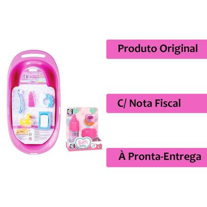 Imagem de Banheira P/ Boneca C/ Aces. + Mamadeira e Chupeta - Cotiplás