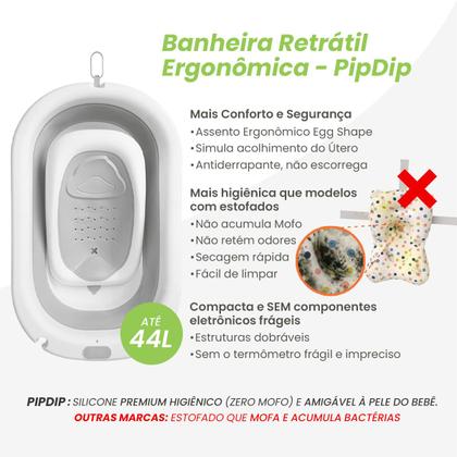 Imagem de Banheira Para Bebê Dobrável Portátil 2 em 1 Com Assento 45L Cinza Pipdip