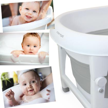 Imagem de Banheira para Bebe Dobravel Portatil Clingo Fit Cinza 130L