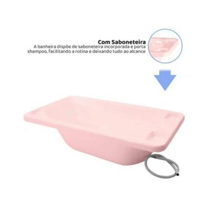 Imagem de Banheira para Bebê Plástica Galzerano Rosa com Saboneteira