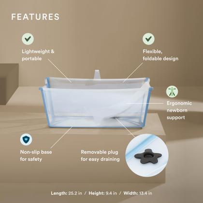 Imagem de Banheira para Bebês Stokke Flexi Bath Ocean Blue com Suporte para Recém-Nascido