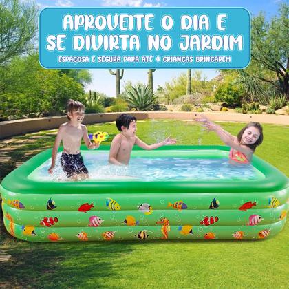 Imagem de Banheira Piscina Infantil Inflável Retangular 300 Litros P/ Crianças e Pets Em PVC Resistente