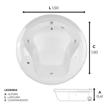 Imagem de Banheira Redonda Siberia com hidro em acrílico