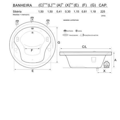 Imagem de Banheira Redonda Siberia com hidro em acrílico