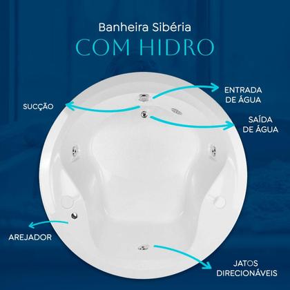 Imagem de Banheira Redonda Siberia com hidro em acrílico