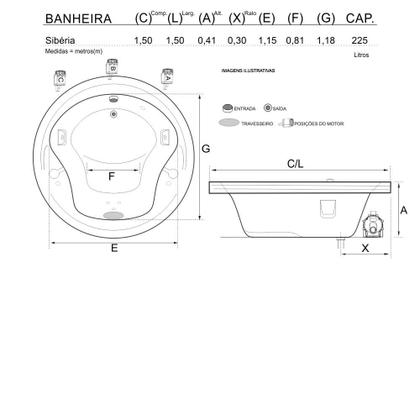 Imagem de Banheira Redonda Siberia COMPLETA com hidro em acrílico