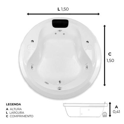 Imagem de Banheira Redonda Siberia COMPLETA com hidro em acrílico