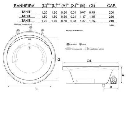 Imagem de Banheira Redonda Tahiti com hidro em acrílico