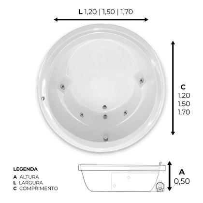 Imagem de Banheira Redonda Tahiti com hidro em acrílico