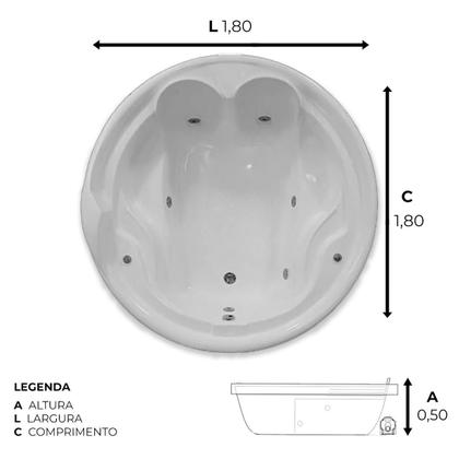 Imagem de Banheira Redonda Veneza com hidro em acrílico
