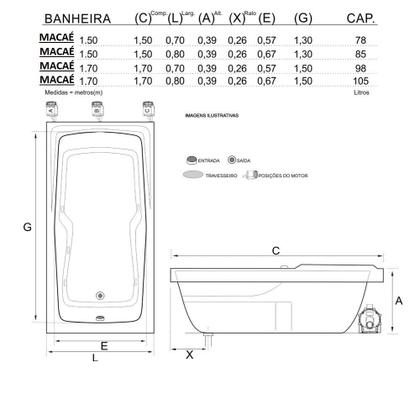 Imagem de Banheira Retangular Macaé com hidro