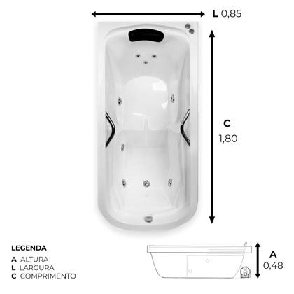 Imagem de Banheira Retangular Niterói COMPLETA com hidro em acrílico