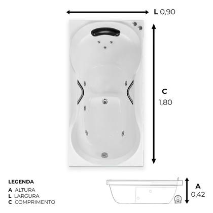 Imagem de Banheira Retangular Ottawa COMPLETA com hidro em acrílico
