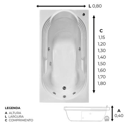Imagem de Banheira Retangular Paraguaçu Com Hidro