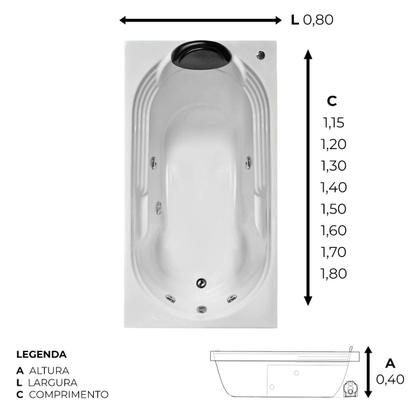 Imagem de Banheira Retangular Paraguaçu COMBATE com hidro em acrílico