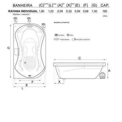 Imagem de Banheira Retangular Rayana com hidro