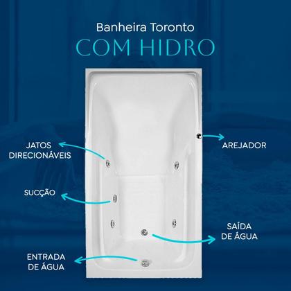 Imagem de Banheira Retangular Toronto com hidro em acrílico