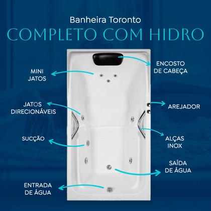 Imagem de Banheira Retangular Toronto COMPLETA com hidro em acrílico