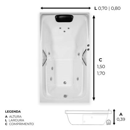 Imagem de Banheira Retangular Toronto COMPLETA com hidro em acrílico
