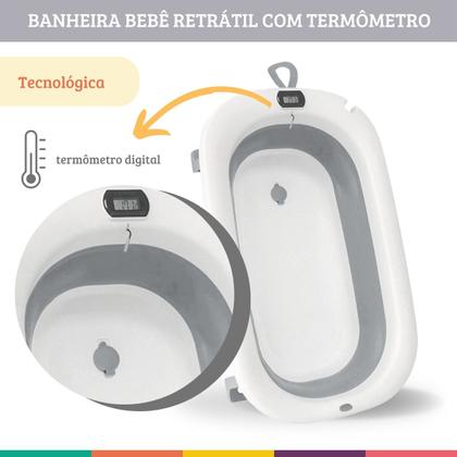 Imagem de Banheira Retrátil Cinza c/ Termômetro Digital Zippy Toys