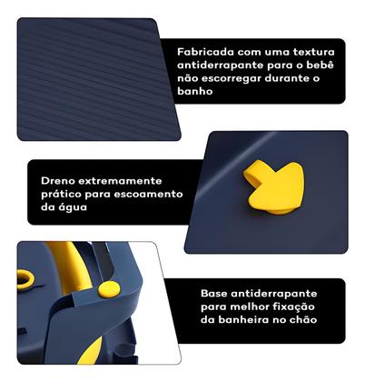 Imagem de Banheira Retrátil Tipo Ofurô Dobrável Com Almofada Flutuante Confortável E Segura Para Bebê