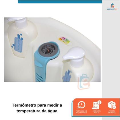 Imagem de Banheira Spa Bebê Criança Relaxamento com Termômetro Azul