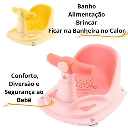 Imagem de Banheira Suporte Bebê Cadeirinha Refeição Alimentação Banho Banquinho Piscina Praia Conforto Fortalecimento Coluna Infantil